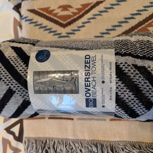 Kohl's Oversized Beach Towel in Navy and White Stripe